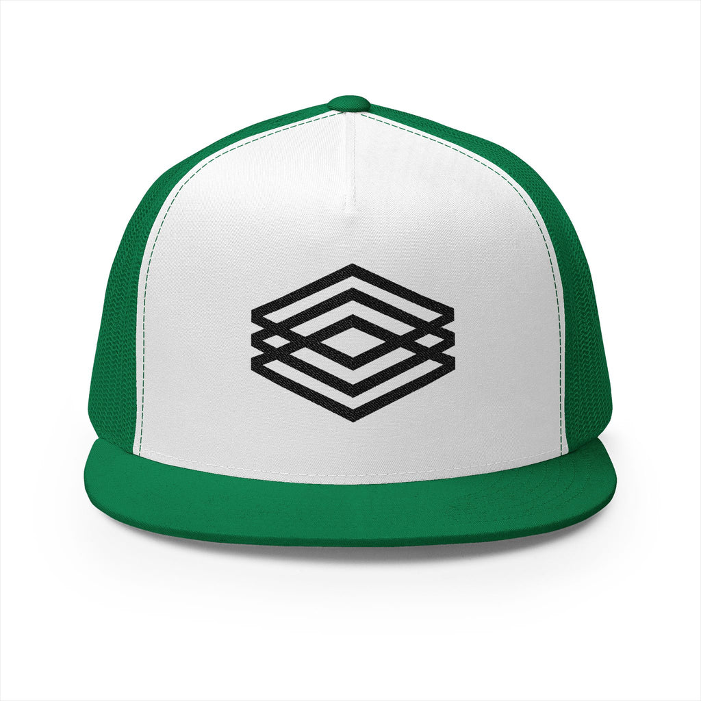 Stylish 5 Panel Trucker Cap with Modern Embroidery
