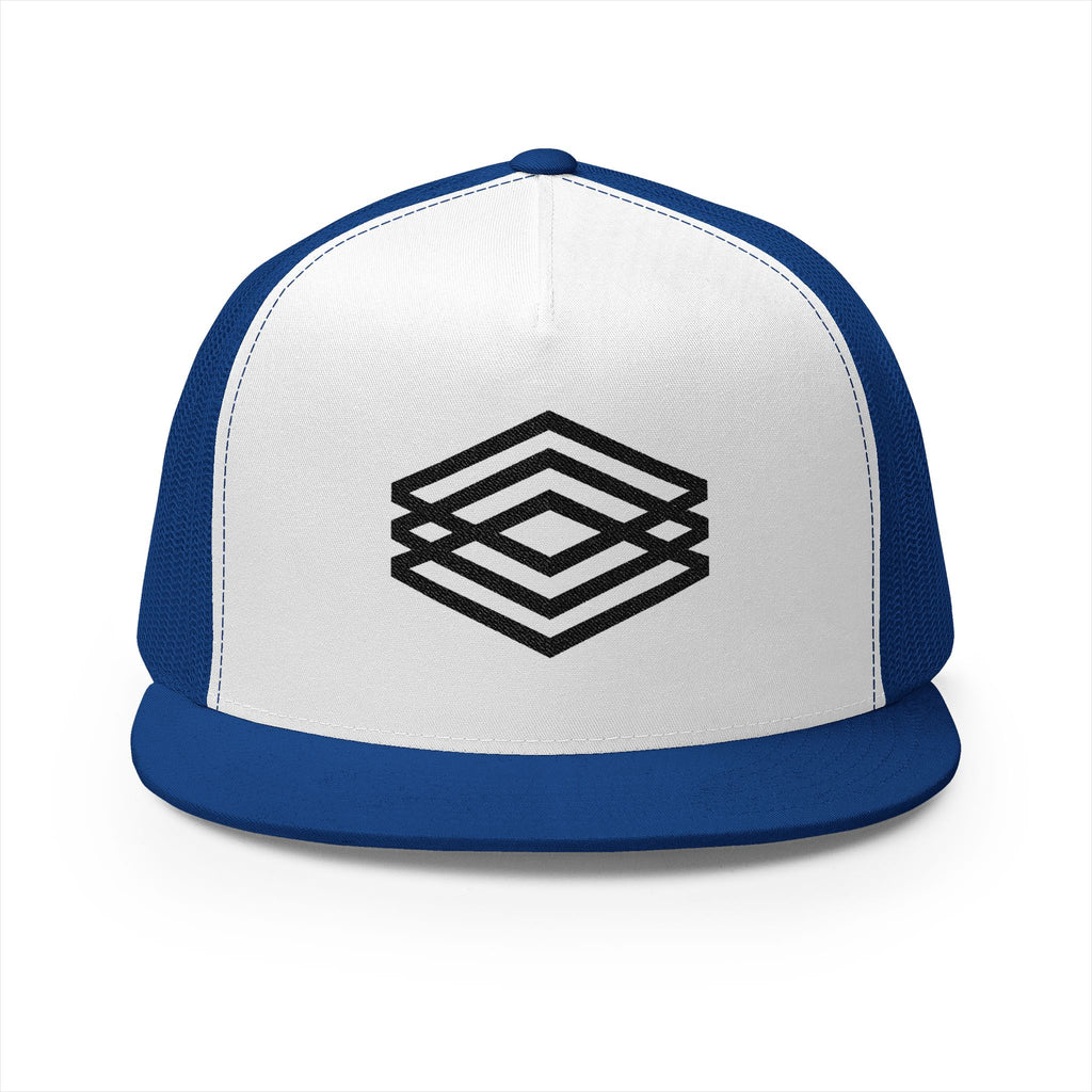Stylish 5 Panel Trucker Cap with Modern Embroidery
