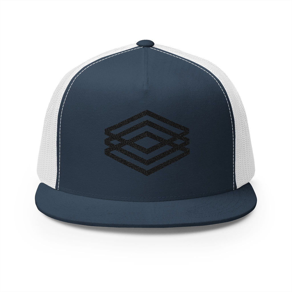 Stylish 5 Panel Trucker Cap with Modern Embroidery