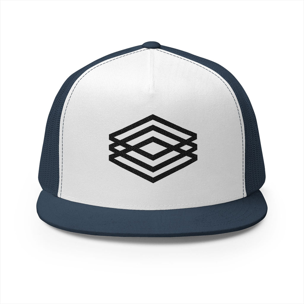 Stylish 5 Panel Trucker Cap with Modern Embroidery